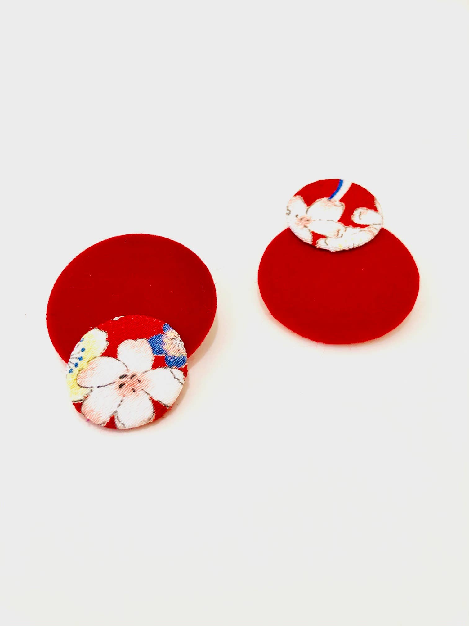 KOTO - Wholesale Dangle Earrings - Kimono Fabric Earrings—SAKURA PATTERN—RED-SMALL1