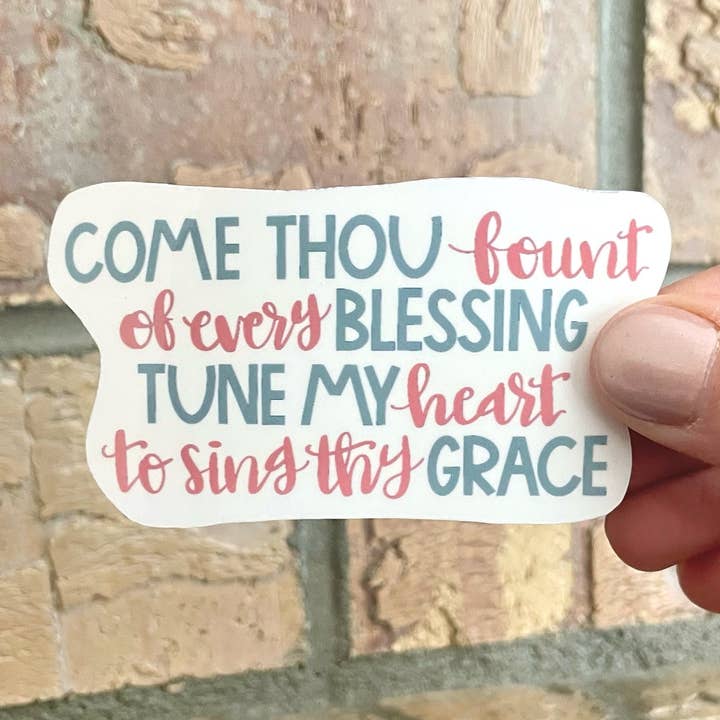Come Thou Fount Vandtæt håndbogstavet salmeklistermærke for engroshandel hos Living Vertical Shop