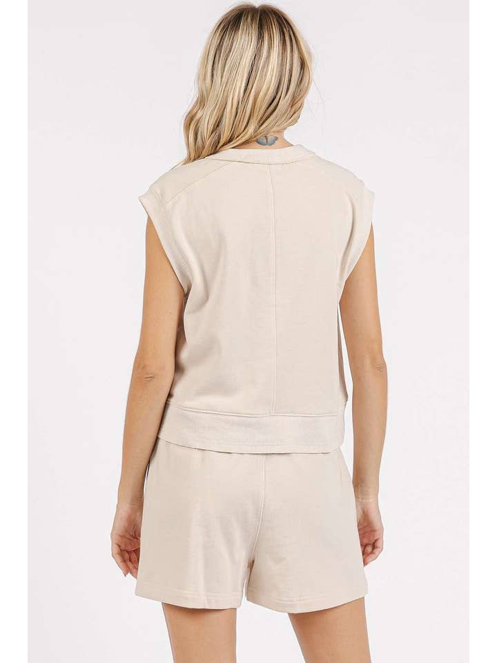 mittoshop - Wholesale Top & Short Set (NOT Loungewear) - Women's - FRENCH TERRY CREW NECK TOP AND SHORTS SET