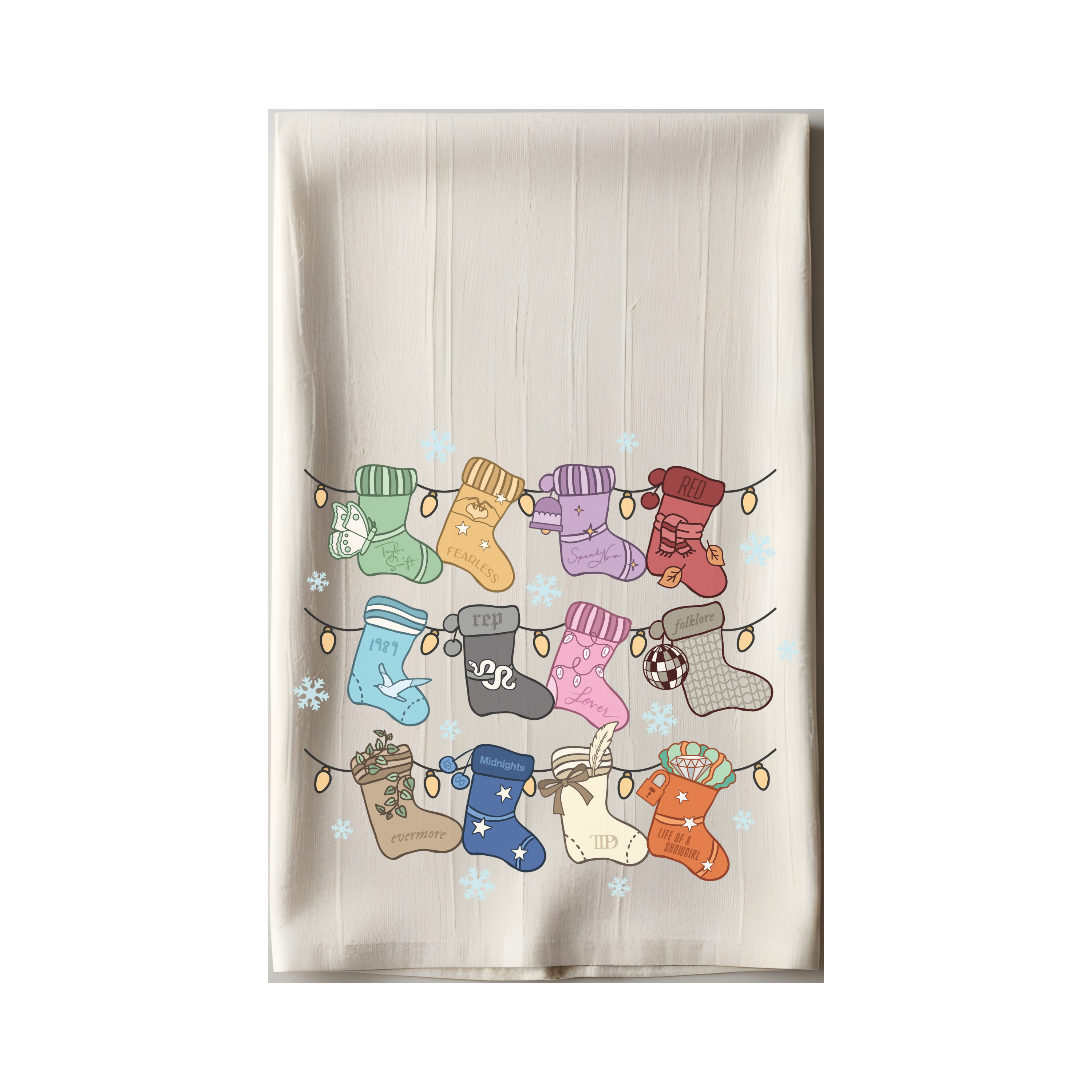 Nearly June Design Co - Vendita all'ingrosso Strofinacci - Strofinaccio Natalizio con Calze Ispirate all'Era0