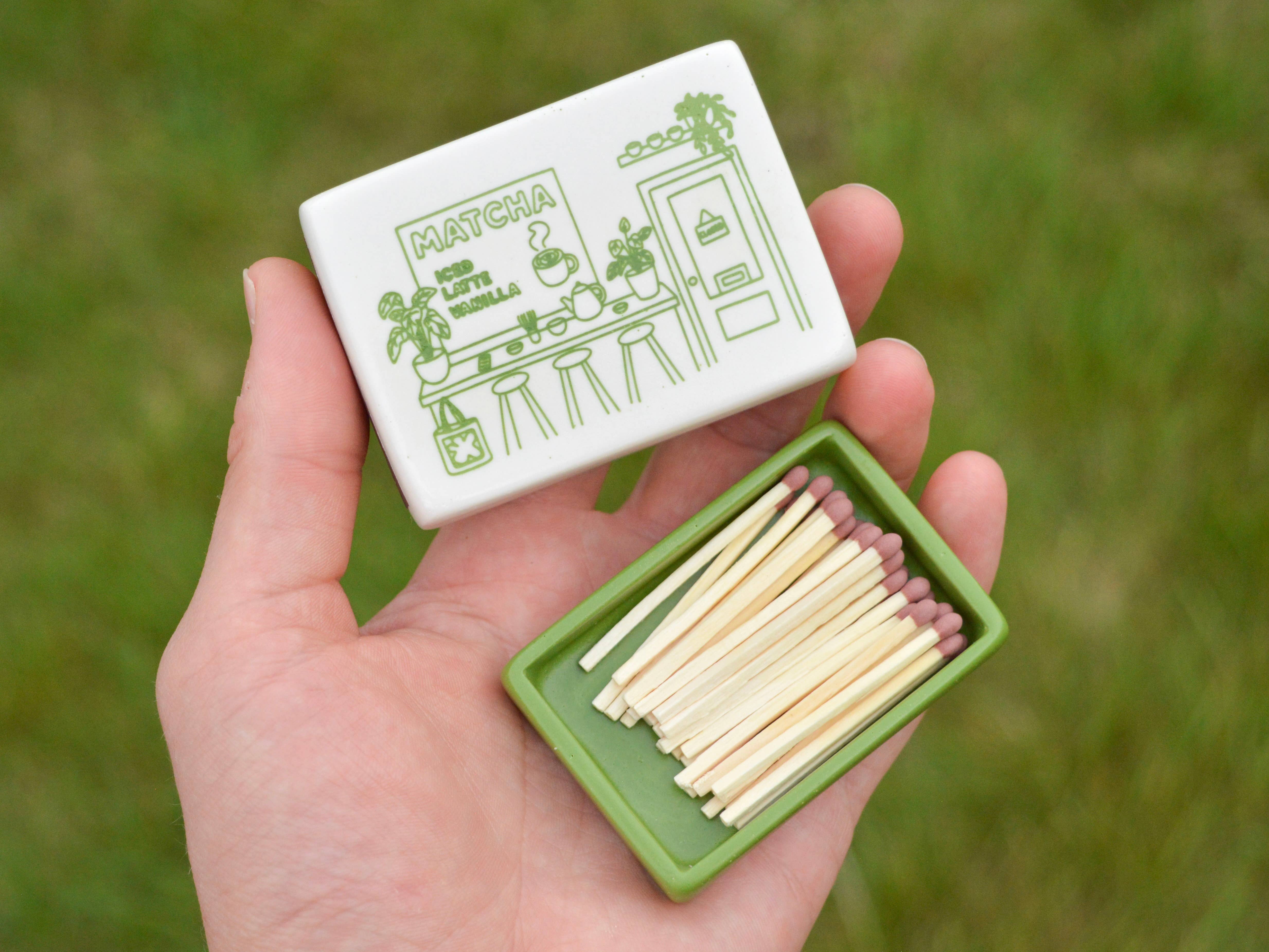 Jake Thomas Parker – wholesale Match holder – Handmade Matchbox with Green Matcha Illustration4