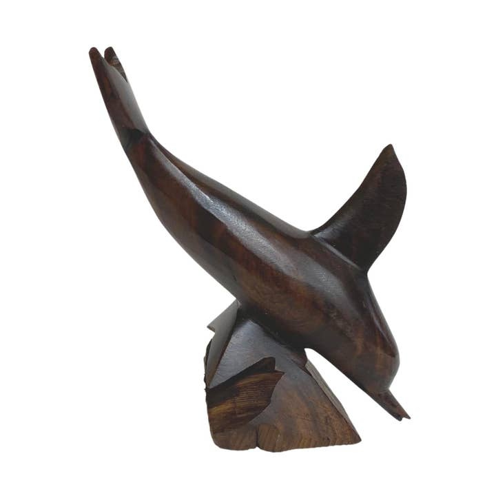 Figura Escultura de Delfín Tallada a Mano en Madera de Ironwood Vintage 6” para venta al por mayor de TOBMARC