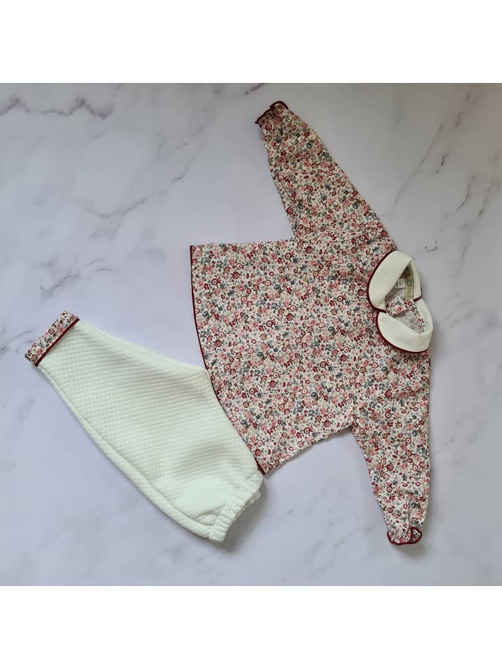 Dainty Bear - Wholesale Top & Pant Set - Baby - Berry Burst Peter Pan Collar 2 Piece Set2