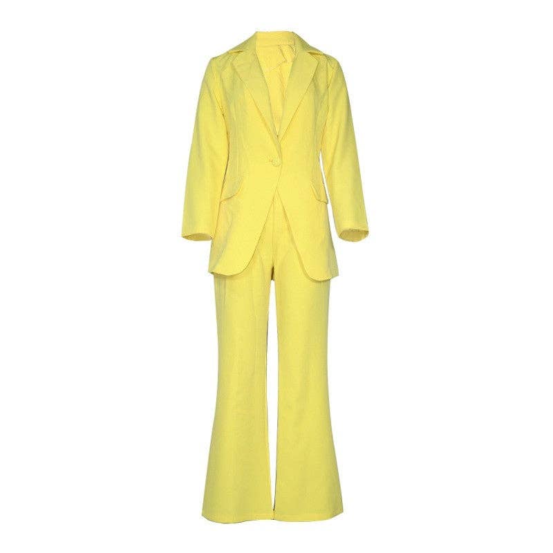 FurDecoration - Wholesale Suit Set - Women's - Solid Color Long Sleeve Suit Pants Set4