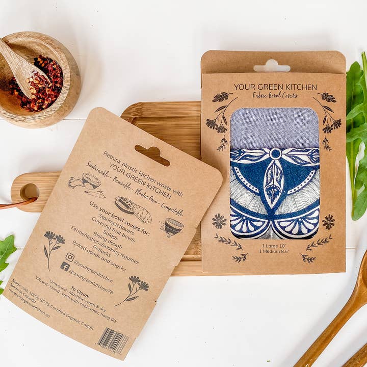 Set of Bowl covers PACKAGED/ Med and Lg/ Noliah Sideline for wholesale by Your Green Kitchen