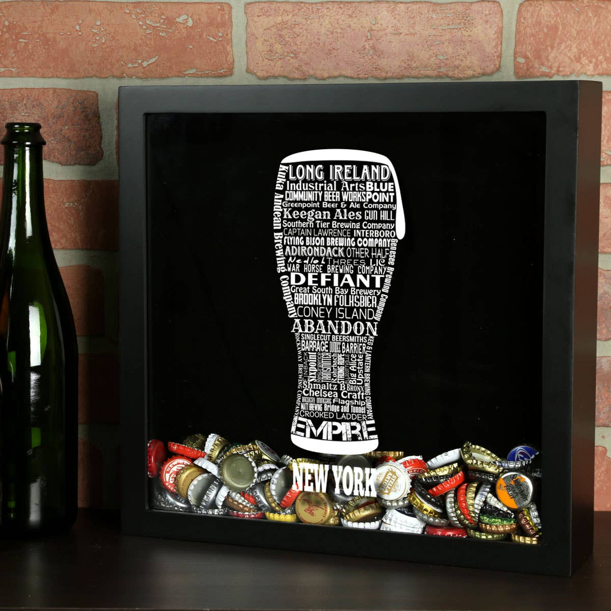 Torched Products - Vendita all'ingrosso Decorazione da parete 3D - State Beer Cap Shadow Box, nero, tipografia della birra artigianale96