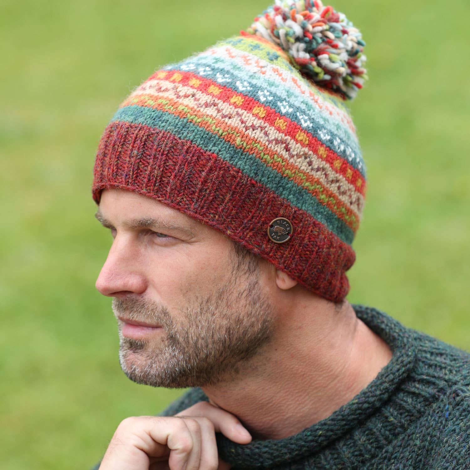 Black Yak Ltd - Wholesale Beanie - Unisex - Fair Isle Bobble Hat - Pure Wool - Knitted - Fair Trade12
