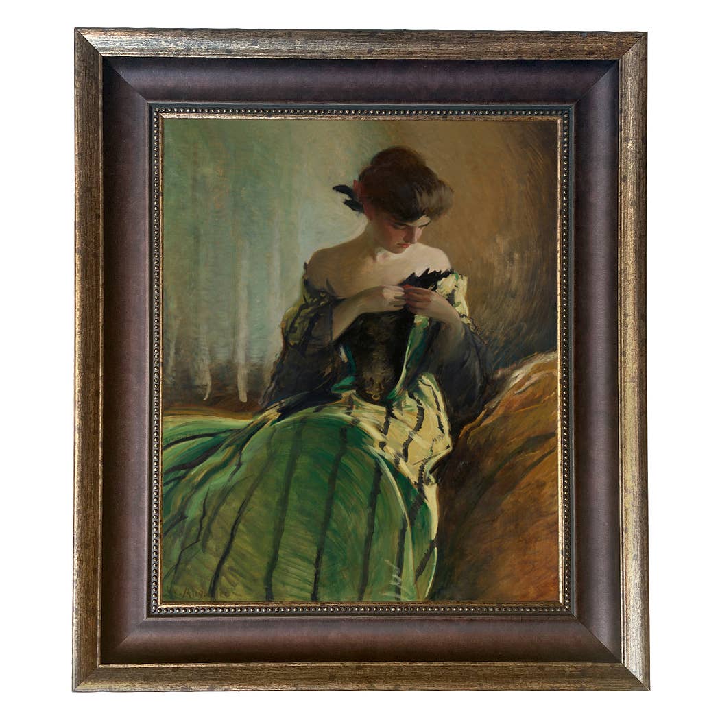 Madison Bay Co. - Historical Home Decor Reproductions - Vendita all'ingrosso Stampa artistica - Stampa su Tela Vintage di Donna in Abito Nero e Verde12