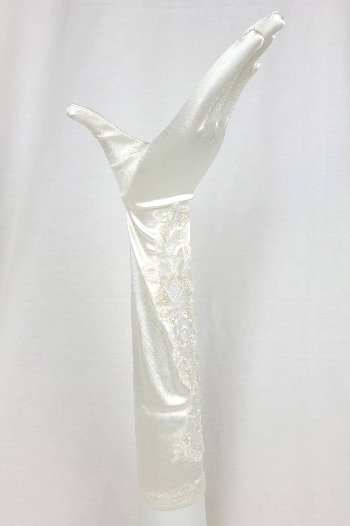 Chicas - Wholesale Gloves – Women's - Pair of Satin Lace Gloves With Pearls and Beading G42910BL1