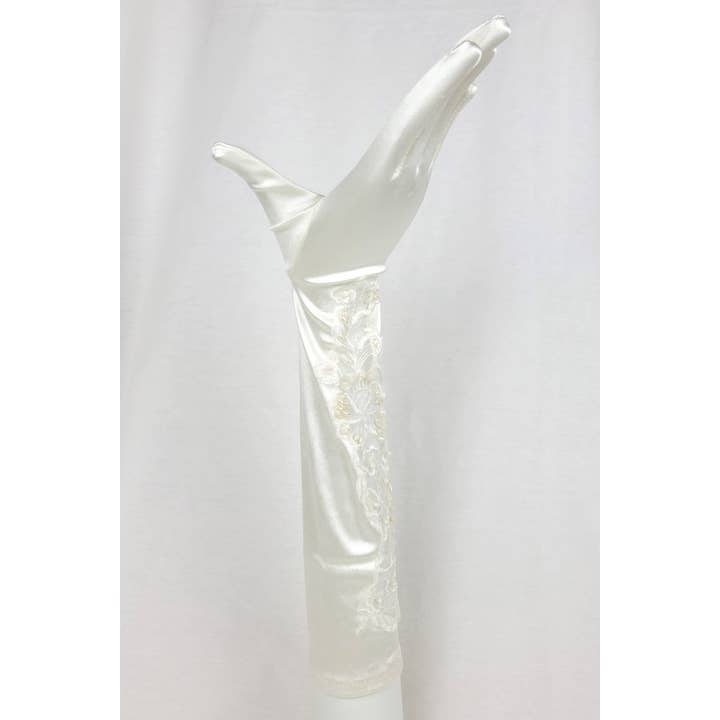 Chicas – Großhandel Handschuhe – Damen – Paar Spitzenhandschuhe aus Satin mit Perlen und Perlen G42910BL1