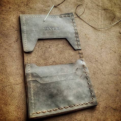 Raw Cowhide Bi-Fold Wallet - Handcrafted for wholesale by Haver Supply