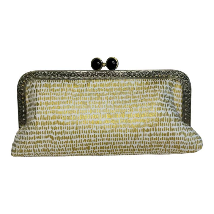 Kiki & Syds – Großhandel Umhängetasche - Damen – Kiki & Syds Handytasche, metallisch, goldfarben auf cremefarben2