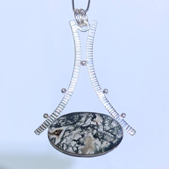 Moosachat und Mondstein Sterling-Halskette für den Großhandel von Designs By Evon