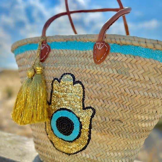 craftberber - Vendita all'ingrosso Borsa da spiaggia - Cesto in paglia francese intrecciato a mano, borsa versatile per il mercato e la spiaggia