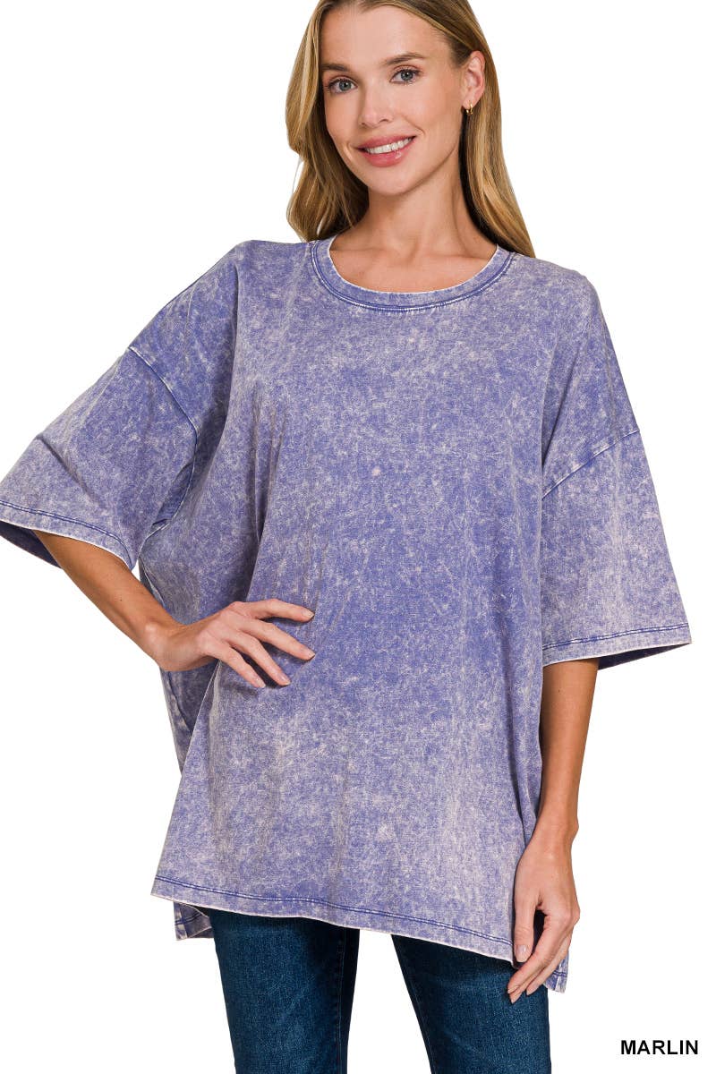 42POPS - Wholesale Knit Top - Women's - `.Acid Wash Cotton Oversized Tee12