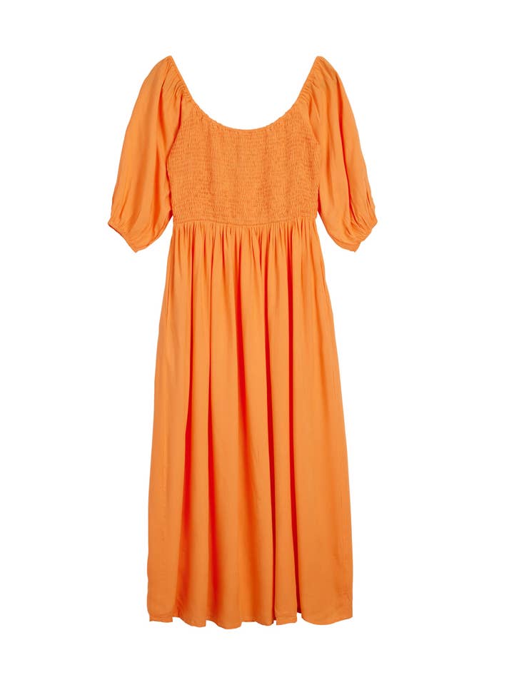 Lucy kjole i orange for engroshandel hos Roma Label