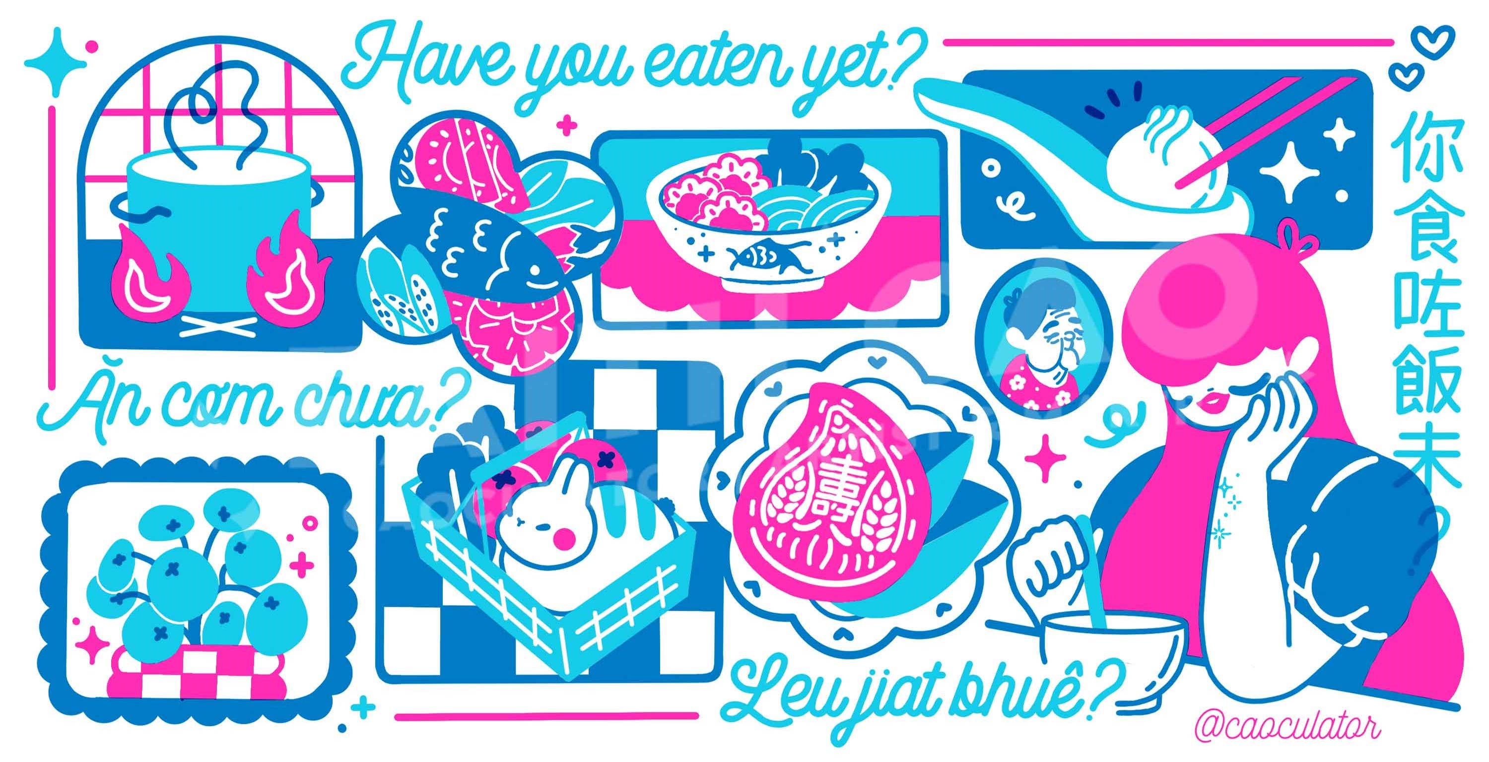 Caoculator - Wholesale Art Print - Have you eaten yet? Risograph Print1