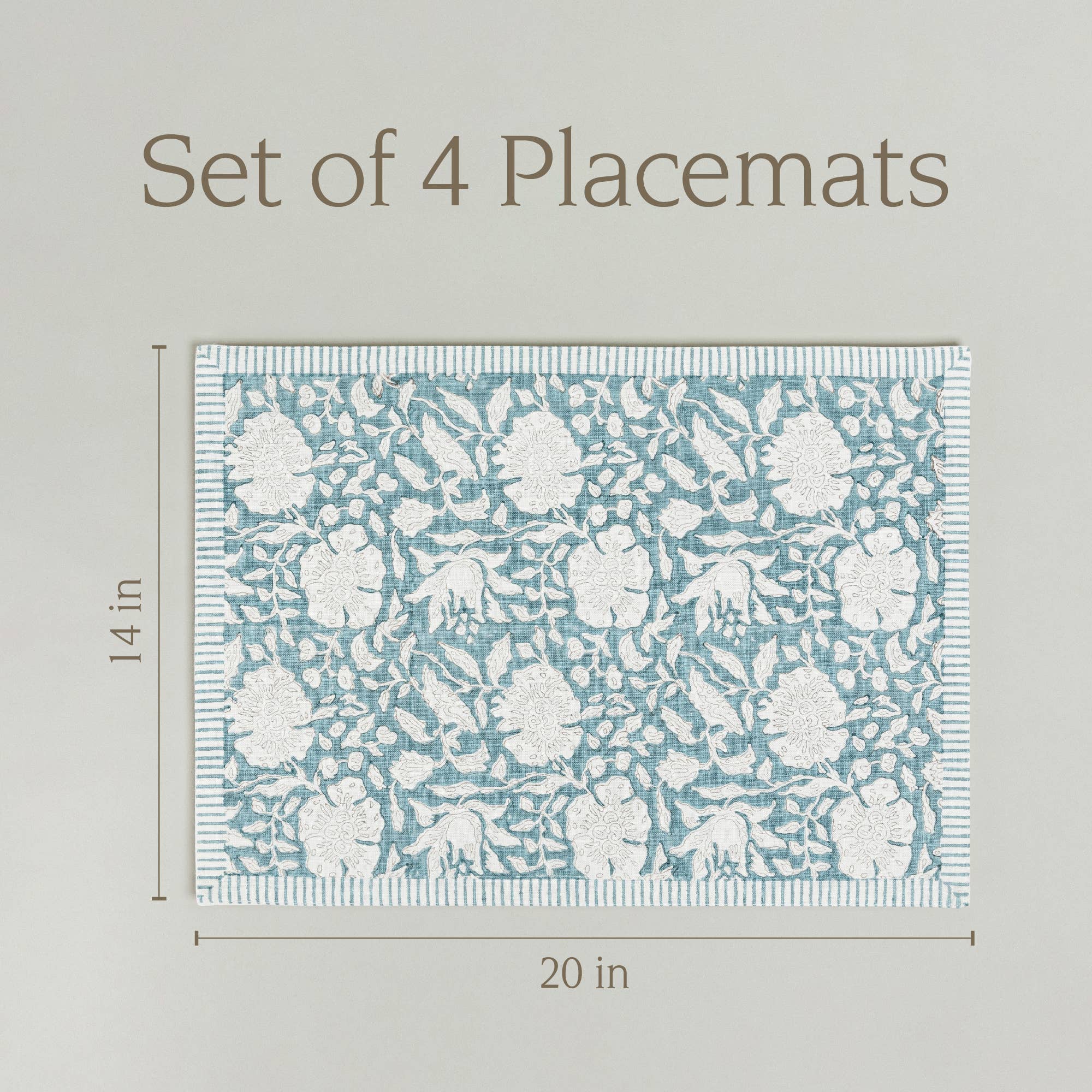 over&back - Wholesale Placemat - Artisan Hand-Blocked Placemats – 100% Cotton – Set of 447