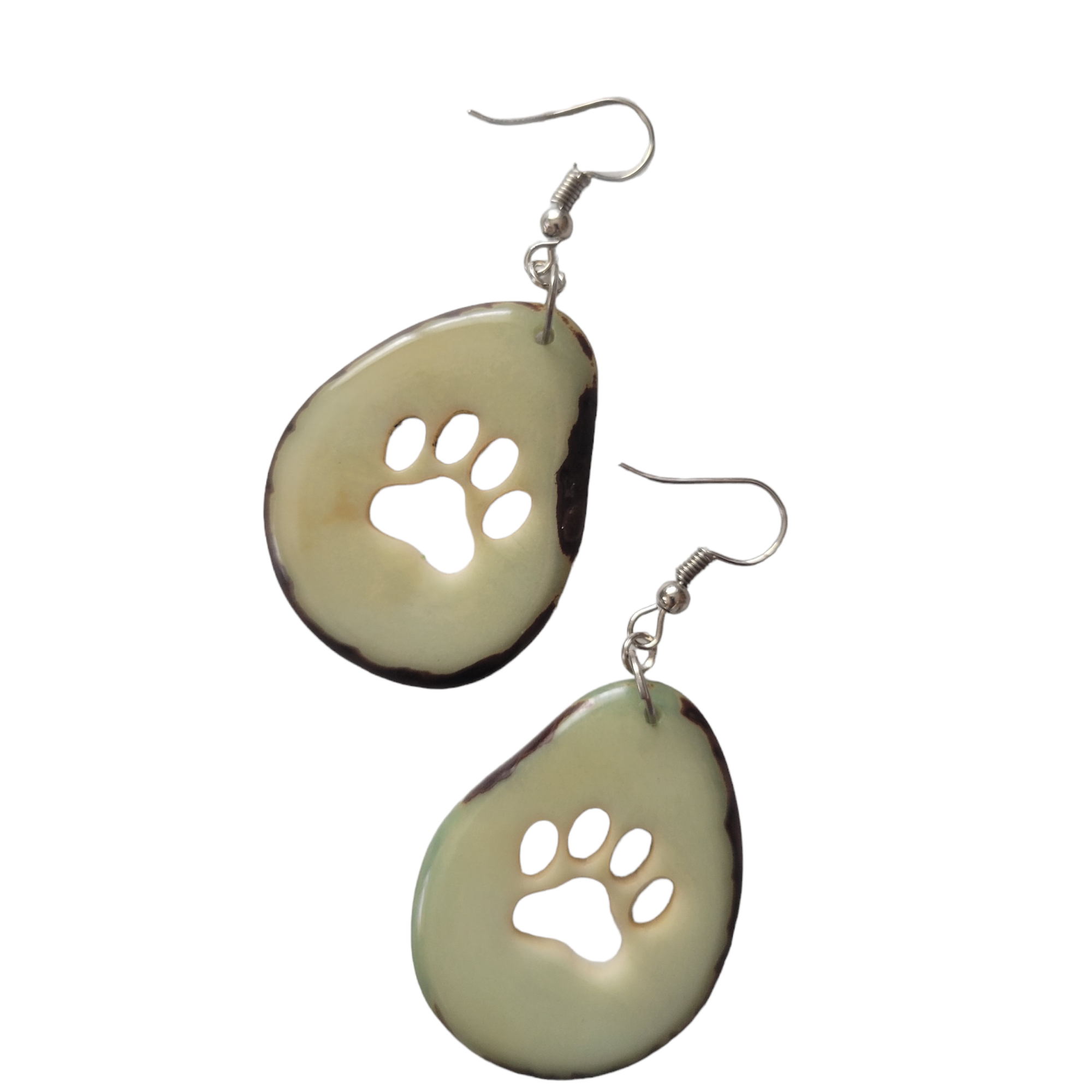 Organic jewelry by Allie - Wholesale Dangle Earrings - Paw print tagua nut earrings gift for pet parents3