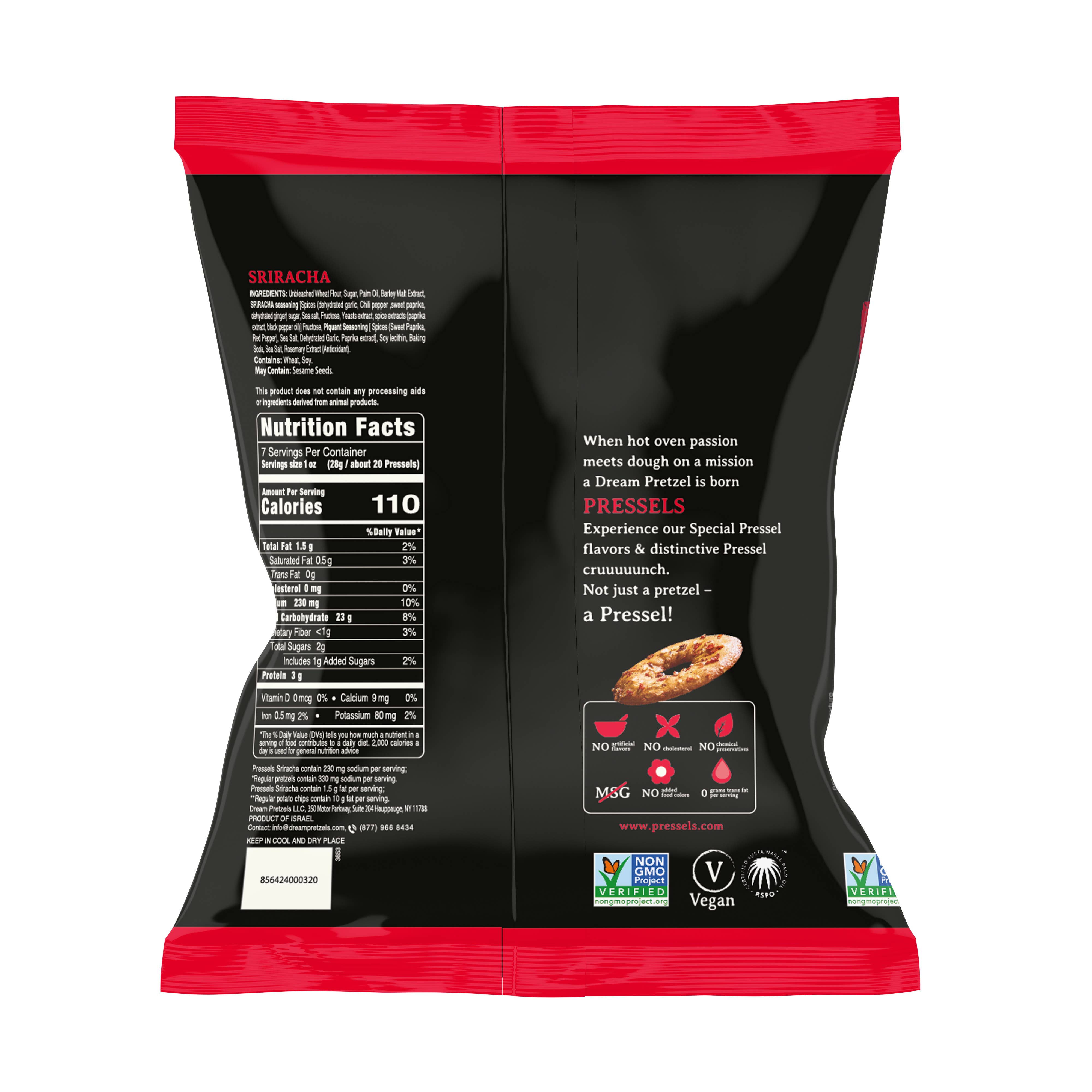 Dream Pretzels - Wholesale Pretzels - Dream Pressels, Sriracha, 7.1 oz bags1
