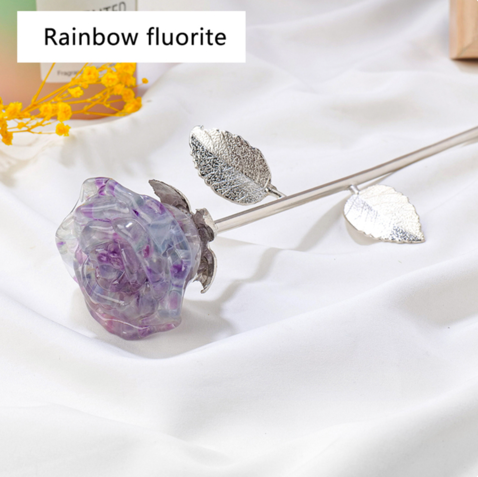 Crystolver (We Cover All Import Fees) - Vente Décorations de table - Ornement en cristaux et gravier en forme de rose5