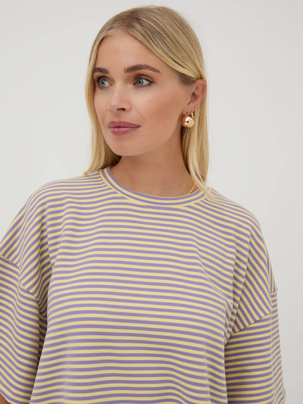 Purple Premium Super Soft Stripe A-Line Tee for wholesale on Faire4
