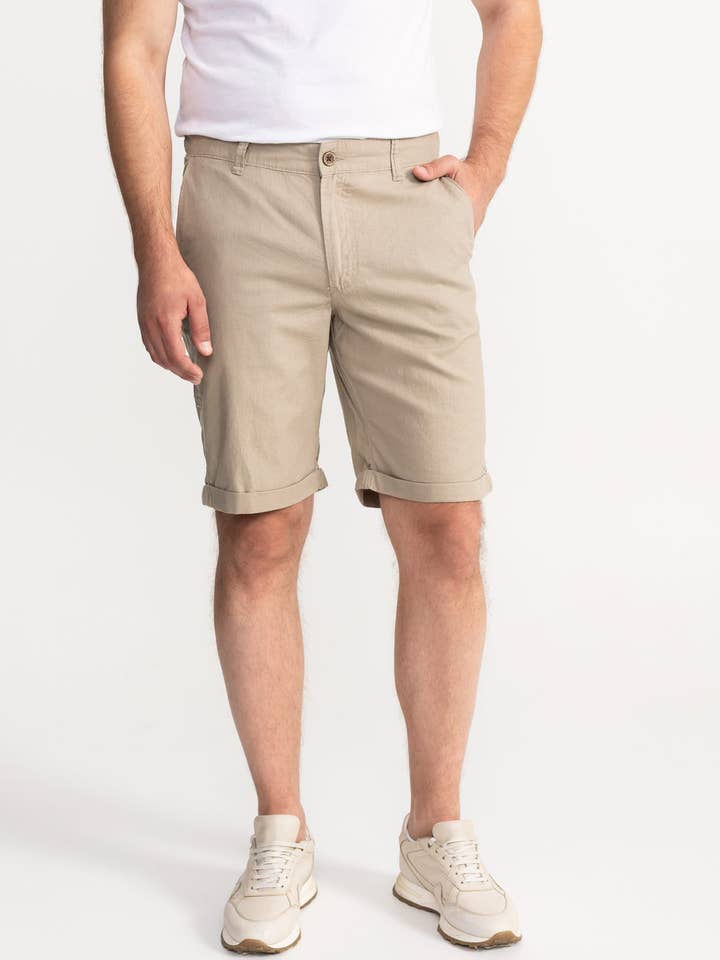 Shorts in lino "Carpatica" - Beige per la vendita all'ingrosso da parte di De IONESCU