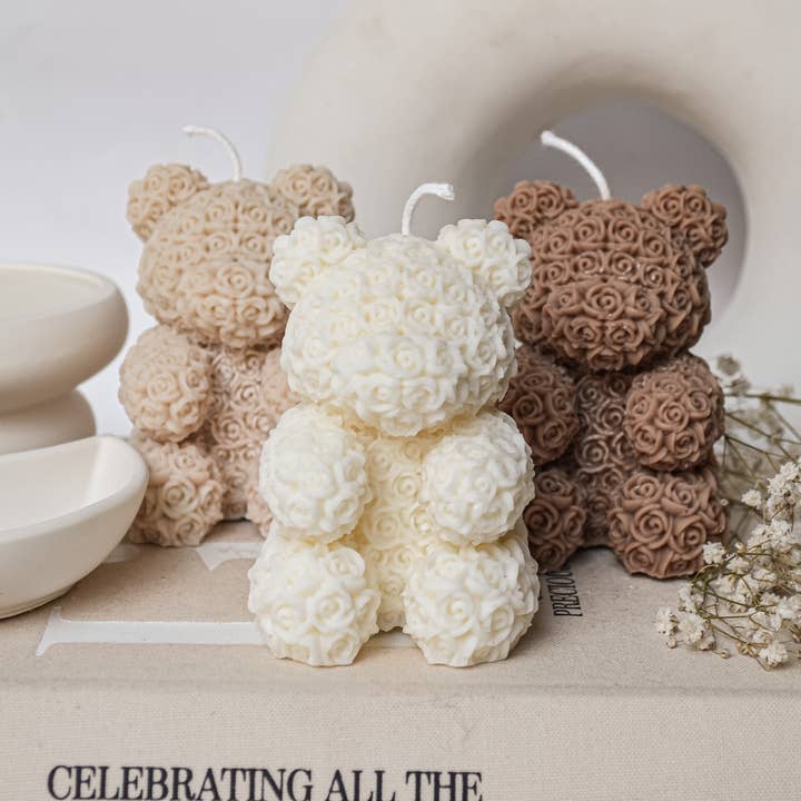 Hiroyi Decor – Großhandel Geschenkkerze – Kleine rosafarbene Teddykerze
