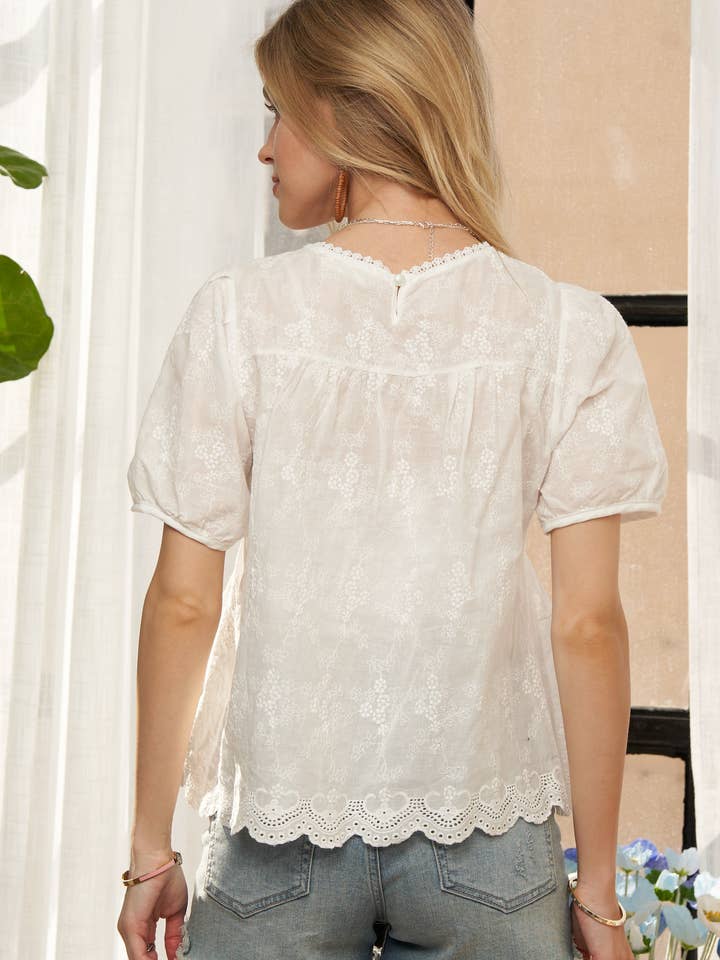 ADORA LA - Wholesale Blouse - Women's - CET3896 -ROUND NECK SHORT BABYDOLL TOP17