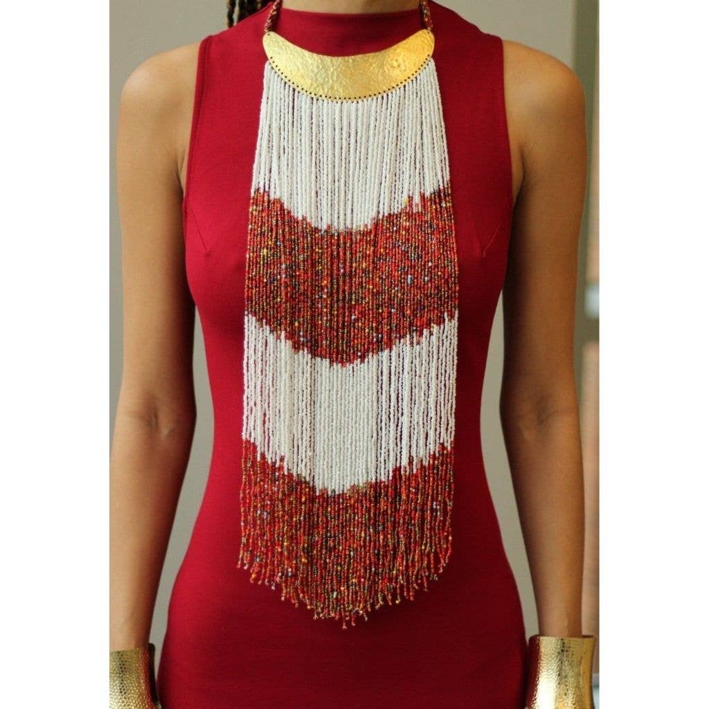 KENDI AMANI - Wholesale Beaded/Pearl Necklace - Maasai Long Beaded Statement Necklace – Handmade African Jewelry9