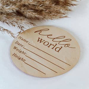 Fishing Birth Announcement Plaque Wood Stat Disc Baby Name Sign