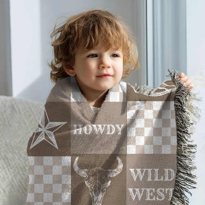 Wild West Brown Patchwork Baby Nursery Blanket - 37x52 Inch for wholesale by Rufflеѕ & Bоwtіеѕ - Affordable Boys & Girls Clothing