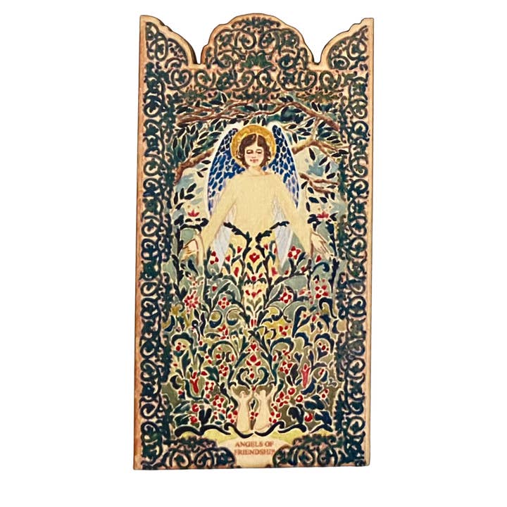 Ange de l'amitié sacrée - Retablo en bois, ornement pour la vente par Lynn Garlick Retablos
