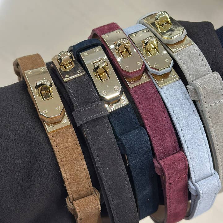 ADORA - Wholesale Belt - Women's - Suede effect genuine leather belt with closure1