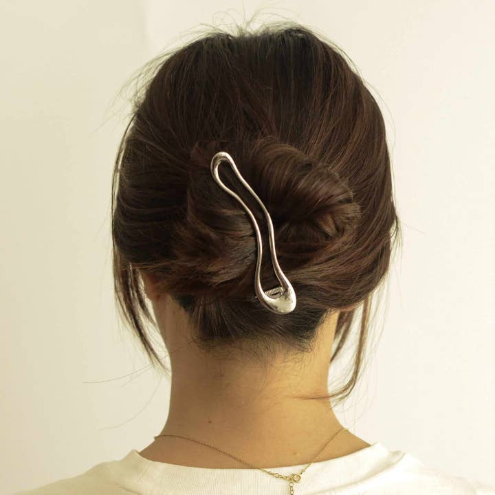 nar'sha - Wholesale Hair Clip - Women's - Long Metal Hair Claw Clip | Silver