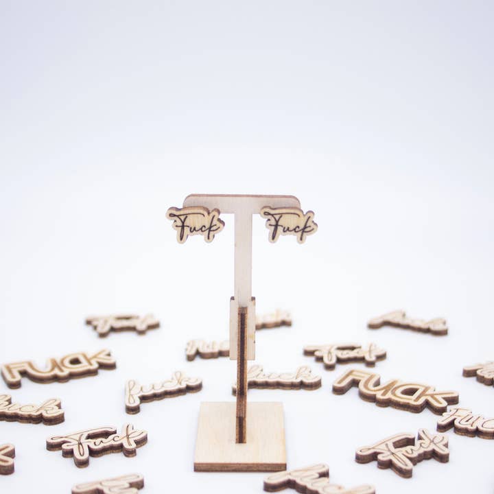 LNZ Custom Design - Wholesale Stud/Post Earrings - Fuck Studs - Wood Earrings - Laser Cut