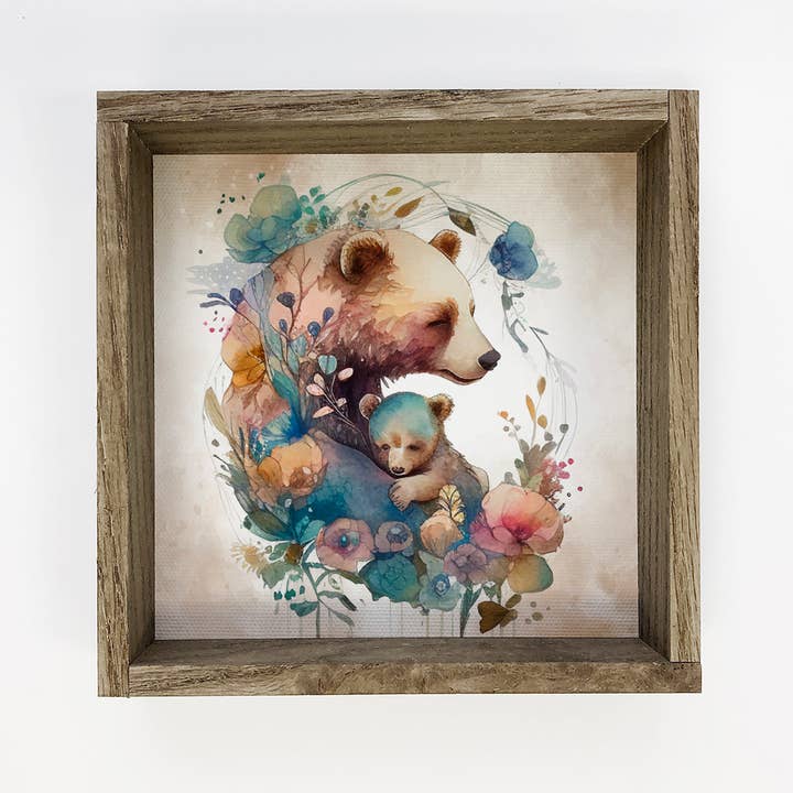 Mamma och Baby Bear Wood Sign - Mors dag dekor för mamma för wholesale av Hangout Home