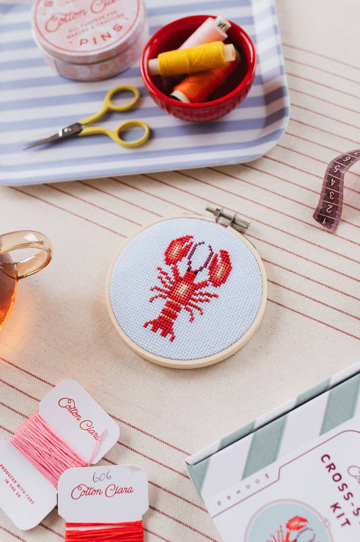 Cotton Clara Craft Kits & Supplies - Wholesale DIY Craft Kit - Lobster Cross Stitch Kit5