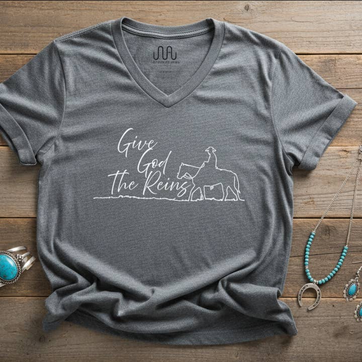 Give God the Reins Western T-Shirt for wholesale by Running M.A. Supply