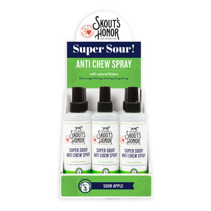 Skout's Honor Super Sour Anti Chew Spray Counter Top Display for wholesale by Pet Palette Distribution