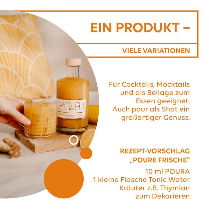 Poura – Großhandel Alkoholfreier Aperitif/Mocktail – Poura Premium BIO Ingweressenz 495ml