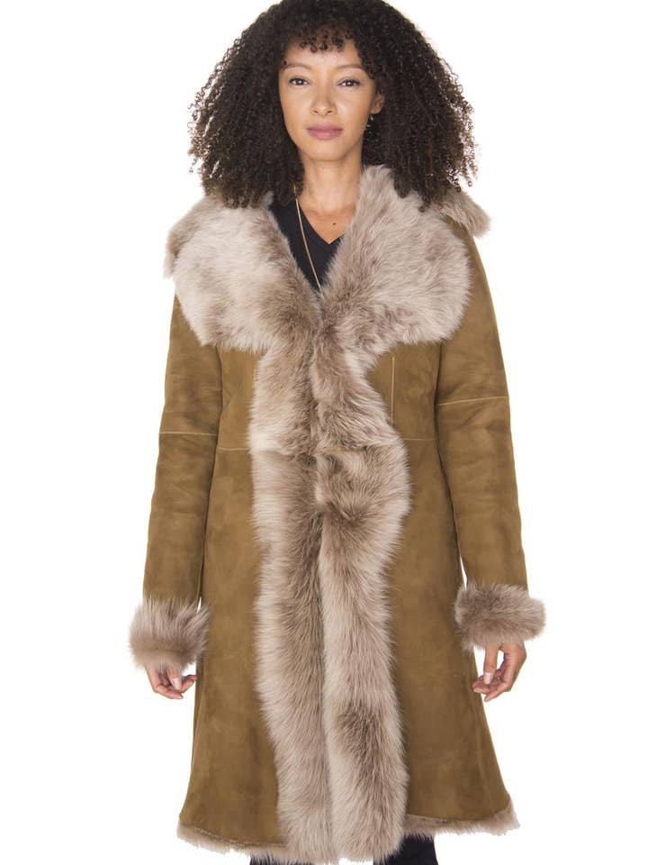 Infinity Leather (Upperclass Fashions Ltd) - Wholesale Fur/Faux Fur Coat - Women's - Womens Toscana Sheepskin Suede Trench Coat-Tbilisi