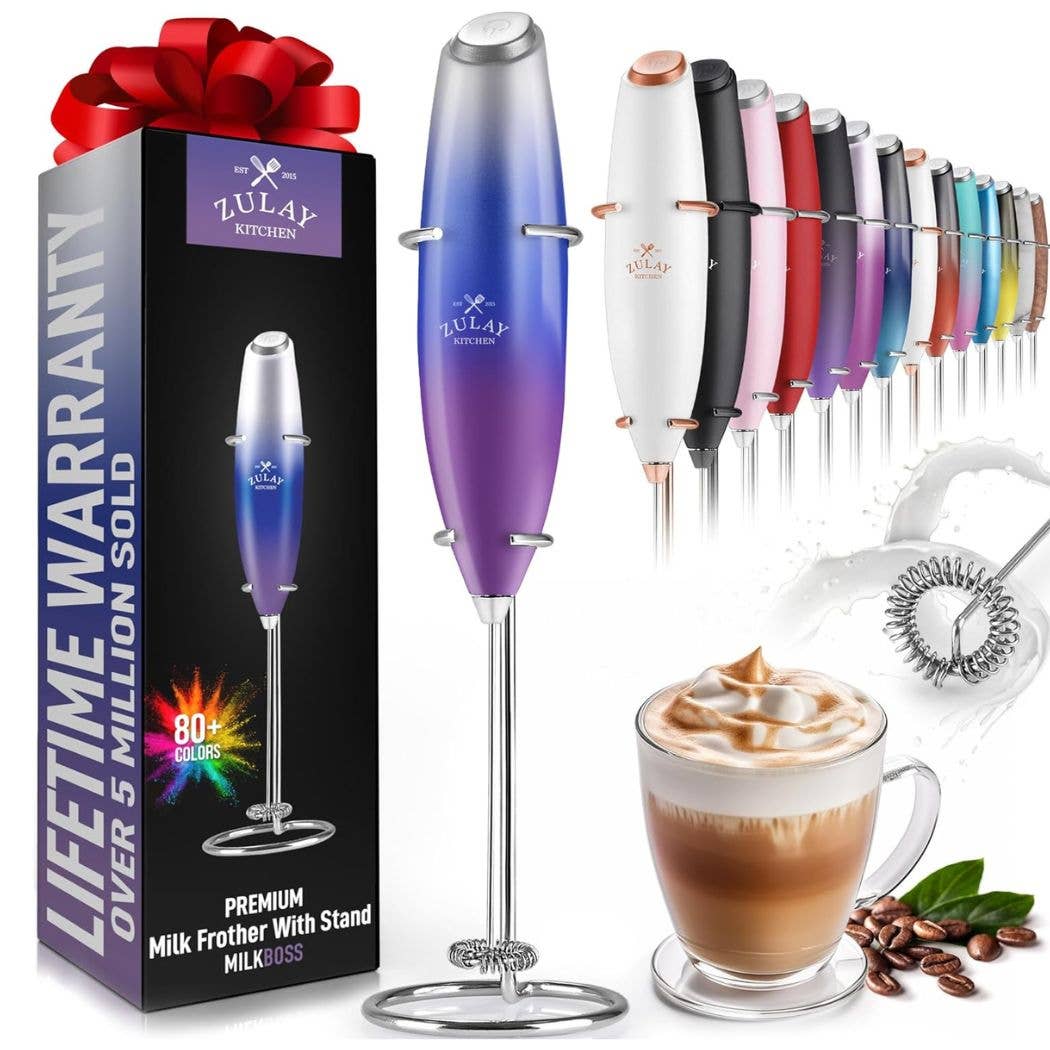 Zulay Kitchen - Wholesale Kitchen Tool/Gadget - Powerful Handheld Milk Frother with Stand12