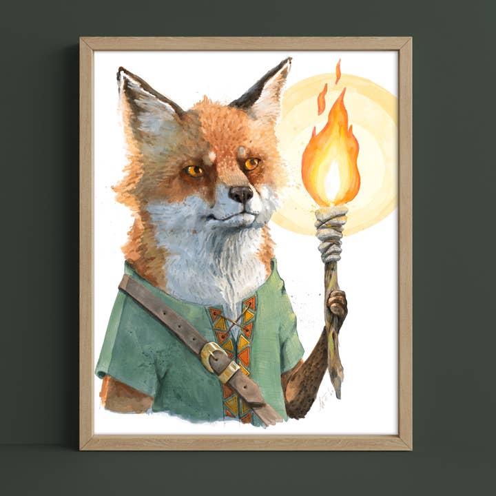 Watercolour Fox Fine Art Print for wholesale by The Ugly Cat Studio