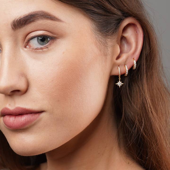 Diat - Wholesale Hoop Earrings - star earrings - gold star hoops - gold hoops1