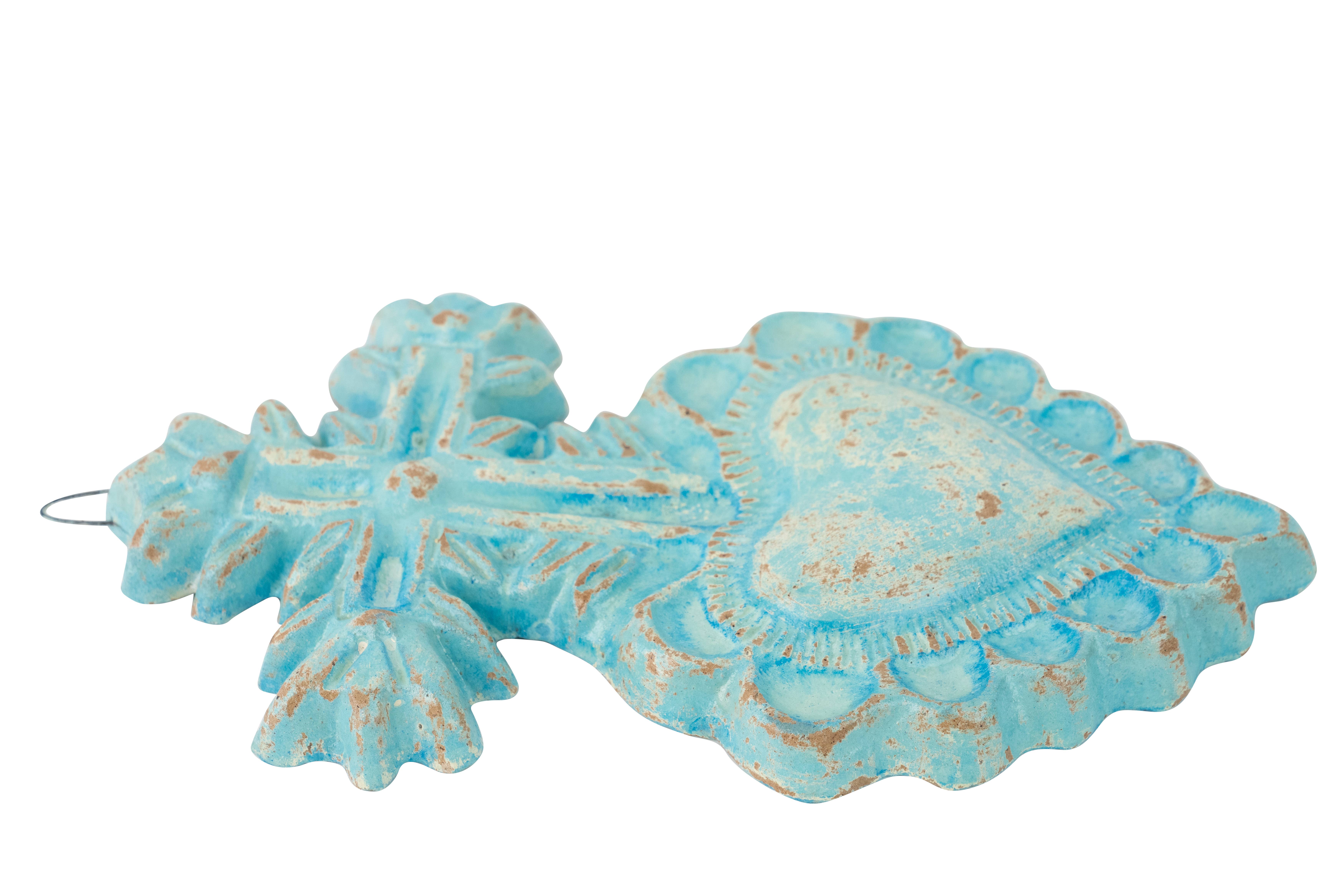 My Amigos Imports – wholesale Wall cross – Corpus Clay Heart with Cross-7.5x13 in-Handmade-3 Colors12
