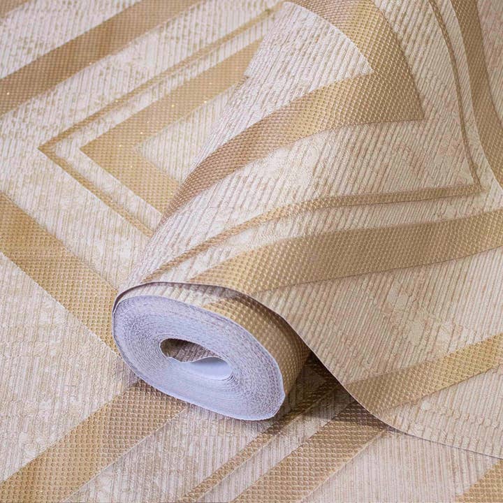 Beige Large Modern Chevron 3D Embossed Wallpaper, Modern Rich Textured Wallcovering for wholesale by Walloro Luxury Embossed Wallpaper