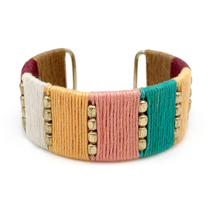 Anju Jewelry – Großhandel Manschettenarmband – Sachi Warp & Weft Collection Armband — mit Stoff umwickelte Manschette0