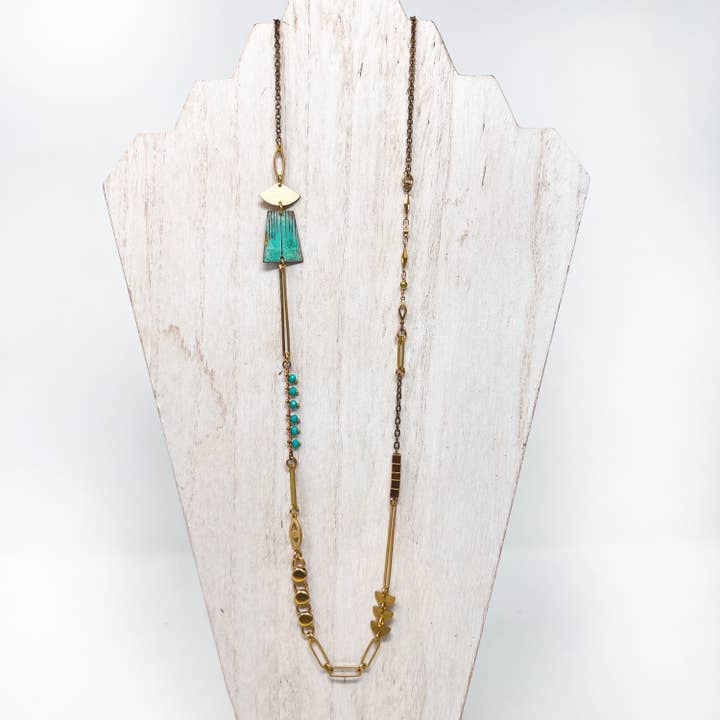 32" Long Mixed Link and Charm Collage Necklace for wholesale by Permanent Baggage