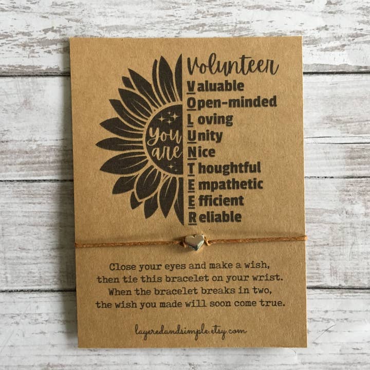 Bracelet de vœux cadeaux bénévoles cadeaux de remerciement appréciation pour la vente par LayeredandSimple